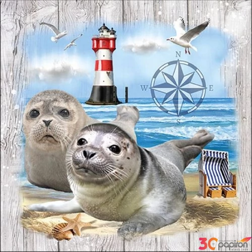 Szalvéta Ambiante Seal Couple papírszalvéta 33x33cm,20db-os