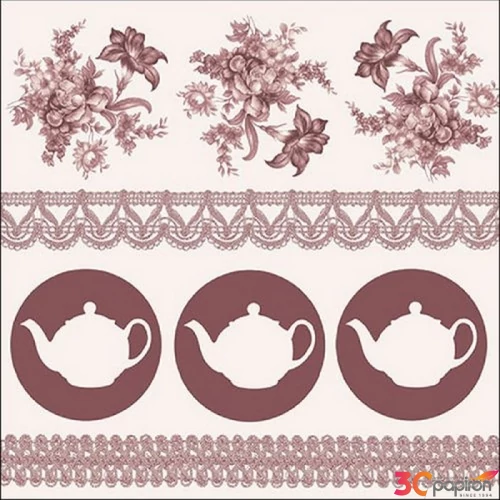 Szalvéta Ambiante Teapots Brown papírszalvéta 33x33cm,20db-os