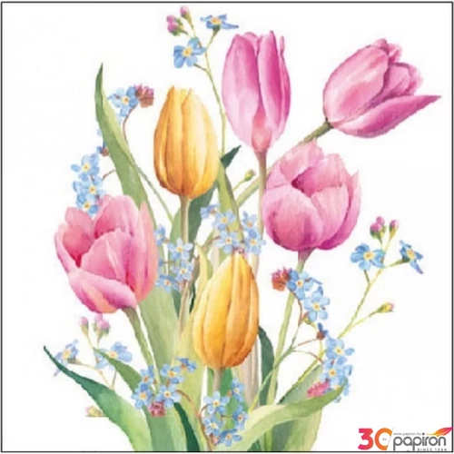 Szalvéta Ambiante Tulips Bouquet papírszalvéta 25x25cm,15db-os