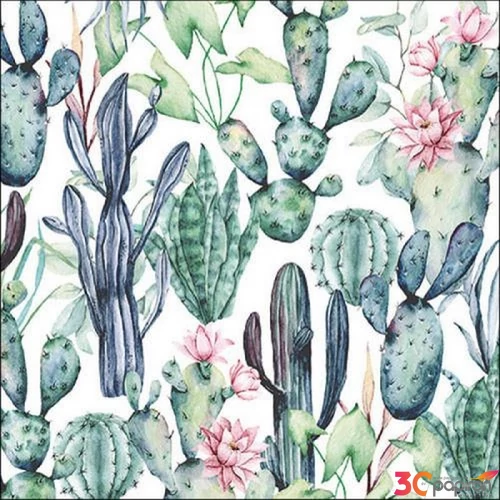 Szalvéta Ambiante Watercolour Cacti papírszalvéta 33x33cm,20db-os