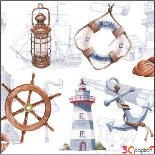 Szalvéta Ambiante Welcome Aboard papírszalvéta 25x25cm,15db-os