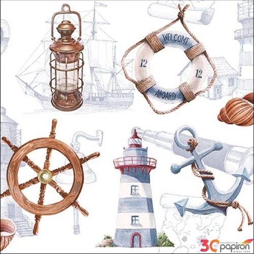 Szalvéta Ambiante Welcome Aboard papírszalvéta 33x33cm,20db-os
