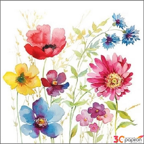Szalvéta Ambiante Aquarell Meadow papírszalvéta 25x25cm,15db-os