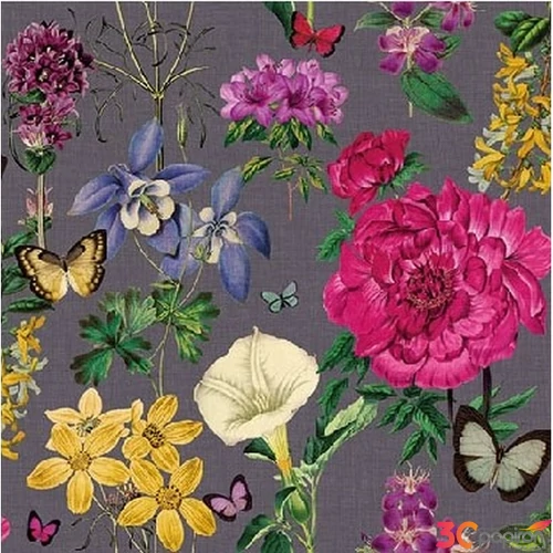 Szalvéta Ambiente 25x25cm Botanical Florals Grey 3rétegű 20db/csomag
