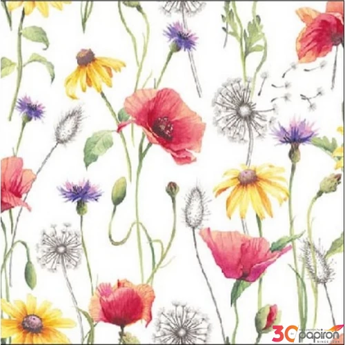 Szalvéta Ambiante virágos Poppy Meadow papírszalvéta 25x25cm,15db-os