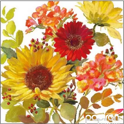 Szalvéta Ambiente 25x25cm Sunny Flowers Cream 20db-os 3 rétegű