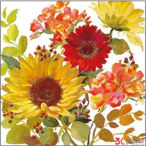Szalvéta Ambiante Sunny Flowers Cream papírszalvéta 25x25cm,15db-os