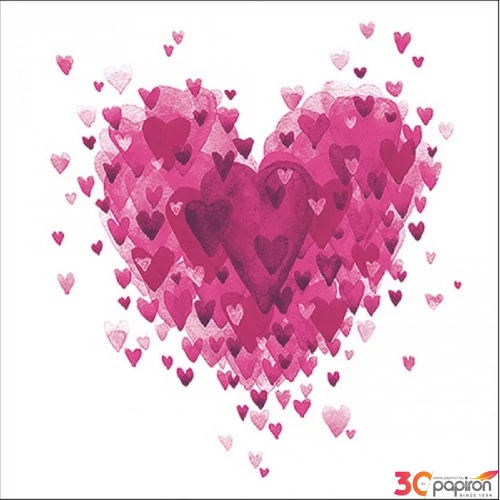 Szalvéta Ambiante Heart of Hearts Rose papír papírszalvéta 33x33cm,20db-os