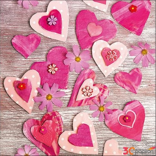 Szalvéta Ambiante valentin Hearts All Over papír papírszalvéta 33x33cm,20db-os