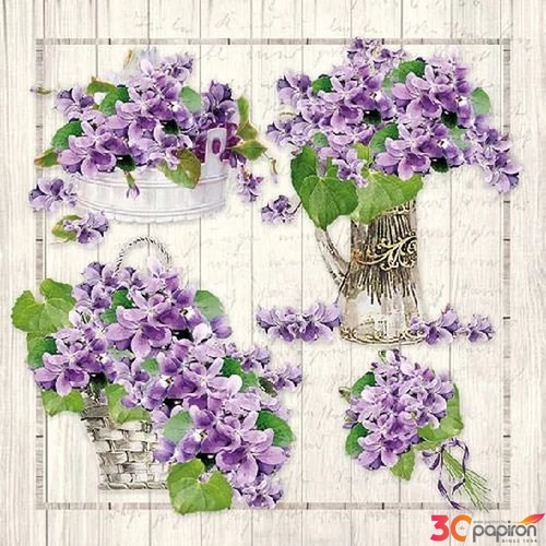 Szalvéta 33x33cm Ambiente Purple Bouquets