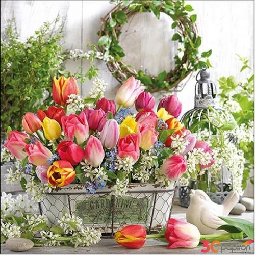Szalvéta Ambiante Spring Bouquet papírszalvéta 33x33cm,20db-os