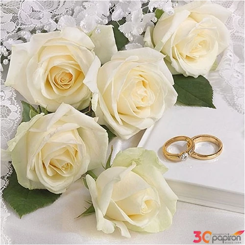Szalvéta Ambiente 33x33cm White Wedding, 3rétegű 20db/csomag