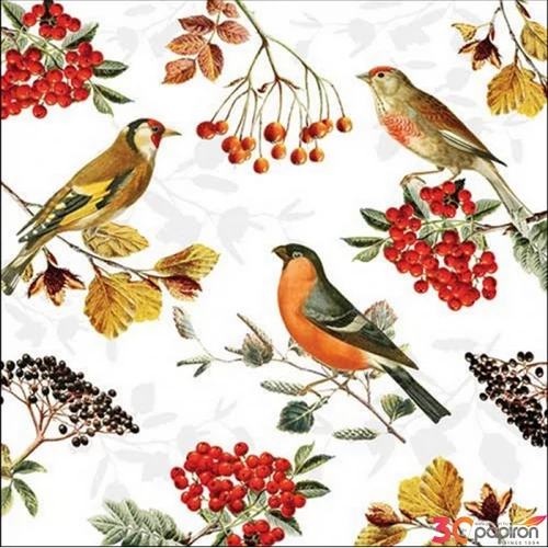 Szalvéta Ambiante Autumn birds papír papírszalvéta 33x33cm,20db-os