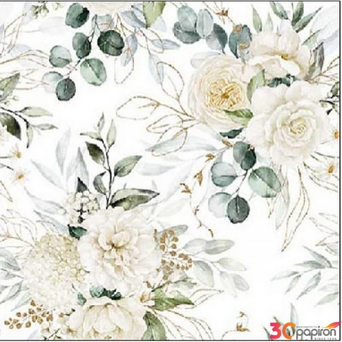 Szalvéta Ambiante Eucalyptus and roses papírszalvéta 25x25cm,15db-os