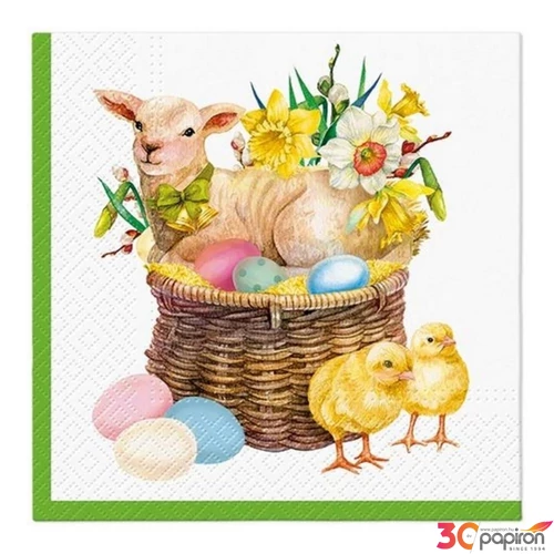 Szalvéta 33x33cm húsvéti Lamb Basket 20db/csomag papírszalvéta 33x33cm,20db-os