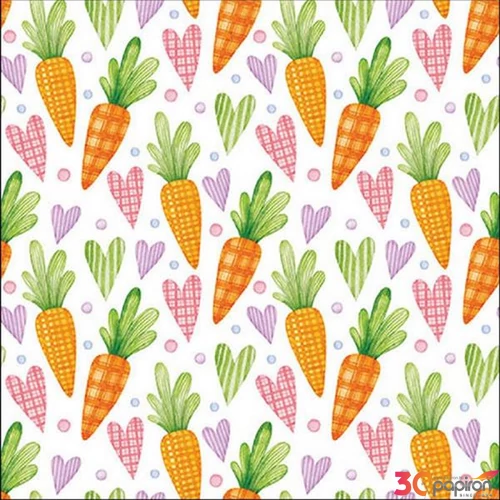 Szalvéta Ambiente Carrots and hearts white papírszalvéta 33x33cm,20db-os