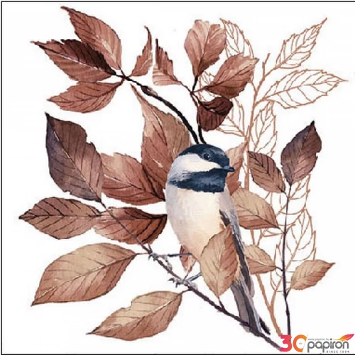 Szalvéta Ambiante madaras Lovely Chickadee white papírszalvéta 25x25cm,15db-os