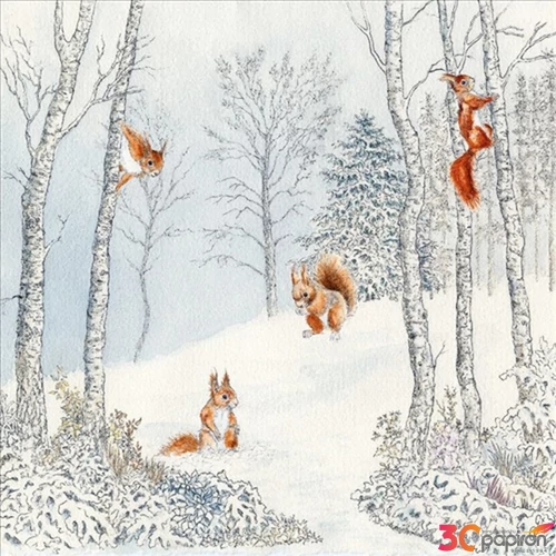 Szalvéta Ambiente Ecureuil hiver papírszalvéta 33x33cm,20db-os