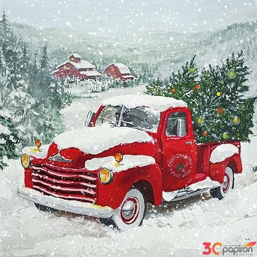 Szalvéta Ambiente Christmas Truck 33x33cm, 3rétegű, 20db/csomag 33313550 Karácsonyi szalvéta.