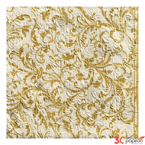 Szalvéta Ambiente Elegance Damask cream godl dombornyomott 33x33cm 3rétegű 15db/csom
