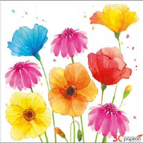 Szalvéta Ambiante Colourful Summer Flowers papírszalvéta 25x25cm,15db-os