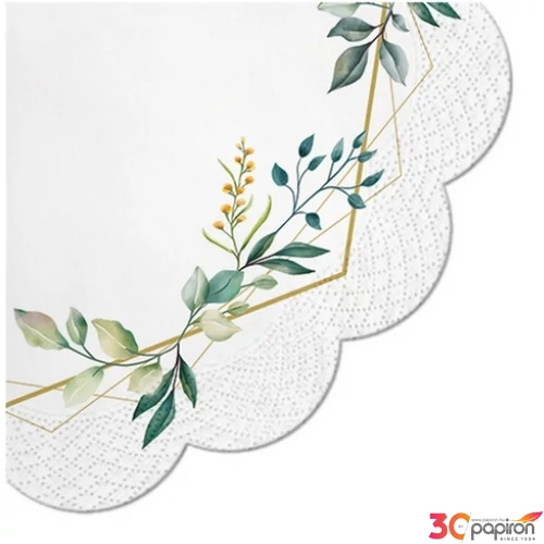 Szalvéta 33x33cm PAW esküvői Leaves Frame 12db/csomag