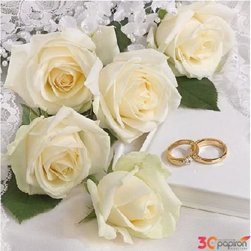 Szalvéta Ambiante White Wedding papírszalvéta 25x25cm,15db-os