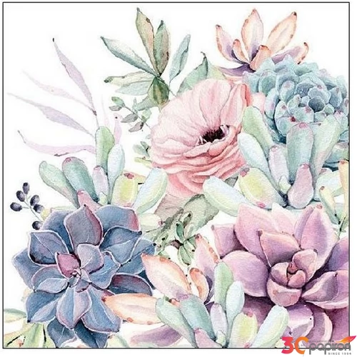 Szalvéta 33x33cm Ambiente Succulent Love 20db/csomag