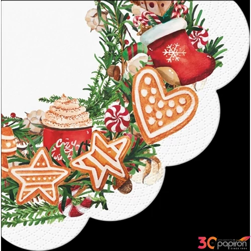 Szalvéta 33x33cm Ambiente Gingerbread Wreath Szalvéta 32cm 12db