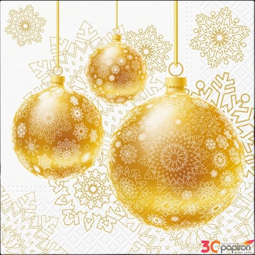 Szalvéta Ambiente Gold Ornamental Baubles papírszalvéta 33x33cm,20db-os