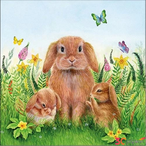 Szalvéta Ambiante Rabbit Family papírszalvéta 33x33cm,20db-os