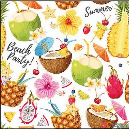 Szalvéta Ambiante Beach party white papírszalvéta 25x25cm,15db-os