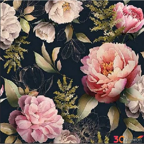 Szalvéta Ambiante Peonies composition black papírszalvéta 25x25cm,15db-os