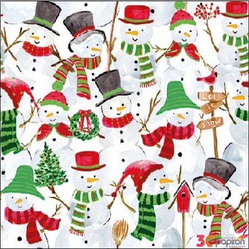 Szalvéta Ambiante Snowman Party papírszalvéta 25x25cm,15db-os