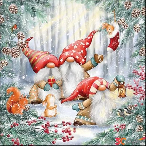 Szalvéta Ambiante karácsonyi Gnomes snowy forest papír papírszalvéta 33x33cm,20db-os