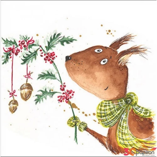 Szalvéta Ambiante Funny squirrel papír papírszalvéta 33x33cm,20db-os