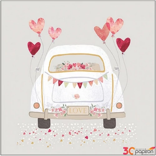 Szalvéta Ambiante valentin Just married grey papírszalvéta 33x33cm,20db-os