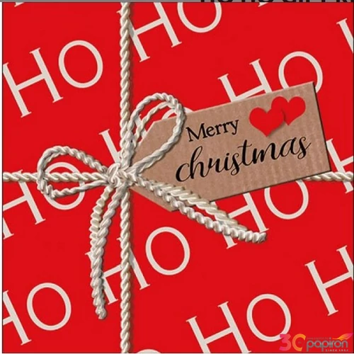 Szalvéta 33x33cm Ambiente Ho Ho Gift Red 20db/csomag
