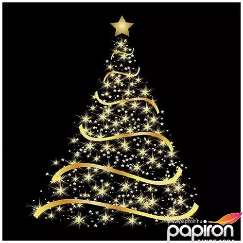 Szalvéta Ambiente karácsonyi Shining Tree black 33x33cm, 20db/csomag