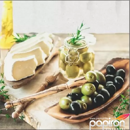 Szalvéta Ambiente Olives and Cheese 25x25cm 20db/csomag