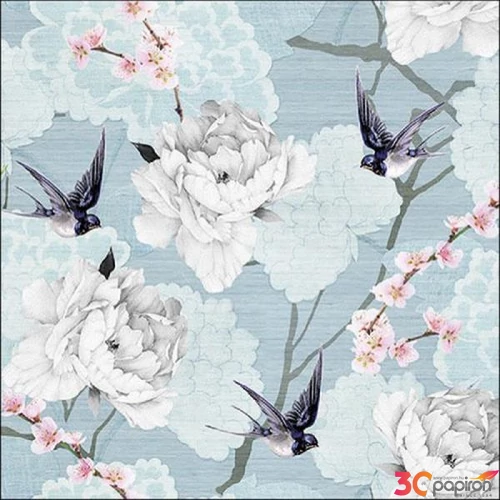 Szalvéta Ambiante Oriental Flowers Blue papírszalvéta 33x33cm,20db-os