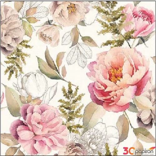 Szalvéta Ambiante Peonies composition cream papírszalvéta 25x25cm,15db-os