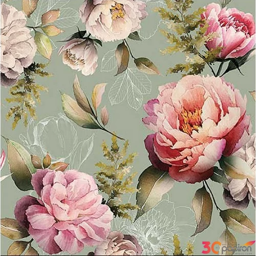 Szalvéta Ambiante Peonies composition green papírszalvéta 33x33cm,20db-os