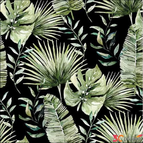 Szalvéta Ambiante Jungle leaves black papírszalvéta 33x33cm,20db-os