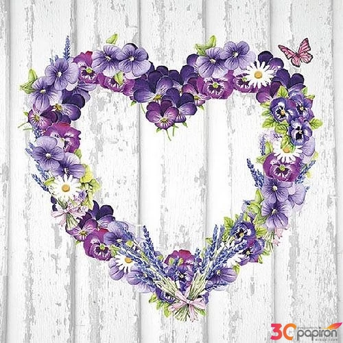 Szalvéta Ambiante Purple Hearts papírszalvéta 33x33cm,20db-os
