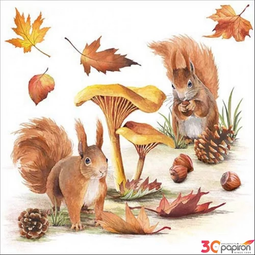 Szalvéta Ambiente 33x33cm Squirrels go nuts 20db-os 3rétegű 20db/csomag