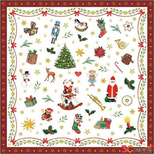 Szalvéta Ambiante Ornaments All Over red papírszalvéta 33x33cm,20db-os