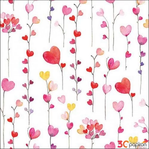 Szalvéta Ambiente szívecskés love 33x33 3rétegű, 20db/csomag 13318125