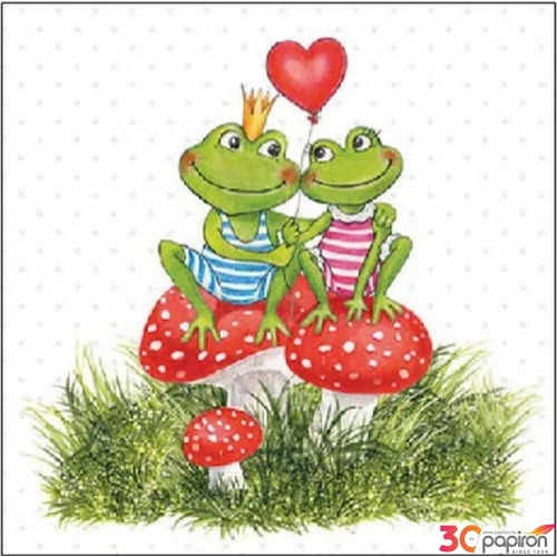 Szalvéta Ambiente szívecskés love béka 33x33 3rétegű, 20db/csomag 13318180