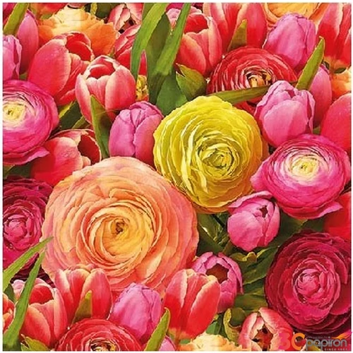Szalvéta Ambiente virágos Ranunculus 25x25cm 3rétegű 20db/csomag